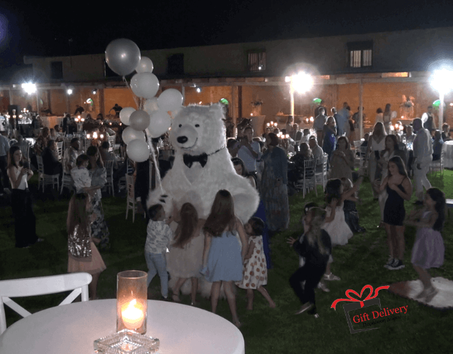 White Bear for Children's Kids Parties in Athens. Order a greeting from a polar bear in Athens. Polar bear for birthday. polar bear in Athens. Order a Polar Bear for children's kids parties. Animator White Polar Bear for a Children's kids Party in Athens. Mascotte White Polar Bear at a kids children's party. Gift Delivery.